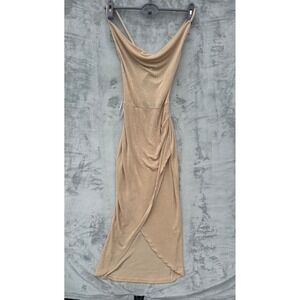 Celebrity Fashion by‎ Hera Collection Tan Cowl Neck Midi Dress S